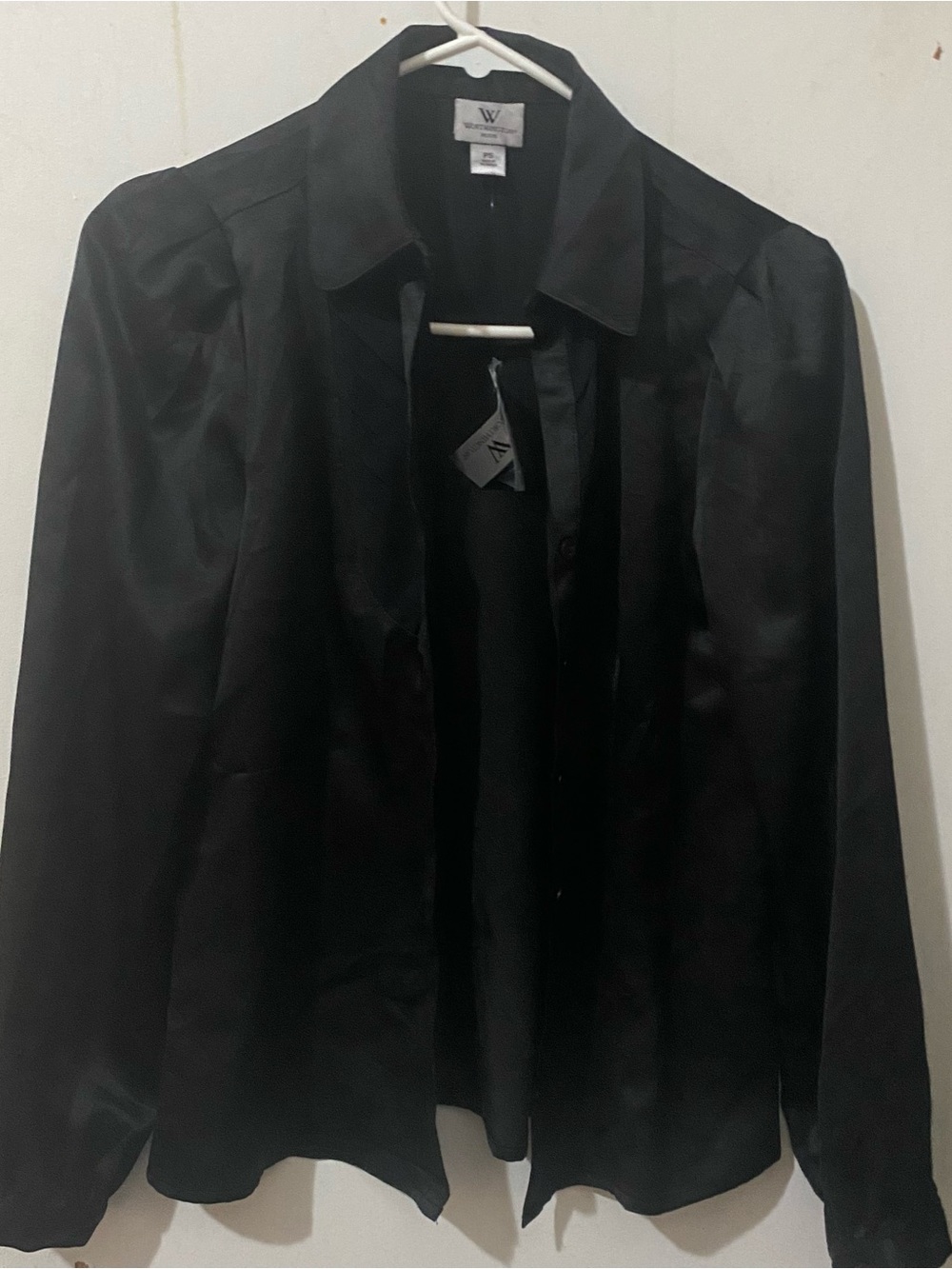 Worthington Black Satin Button-Front Blazer